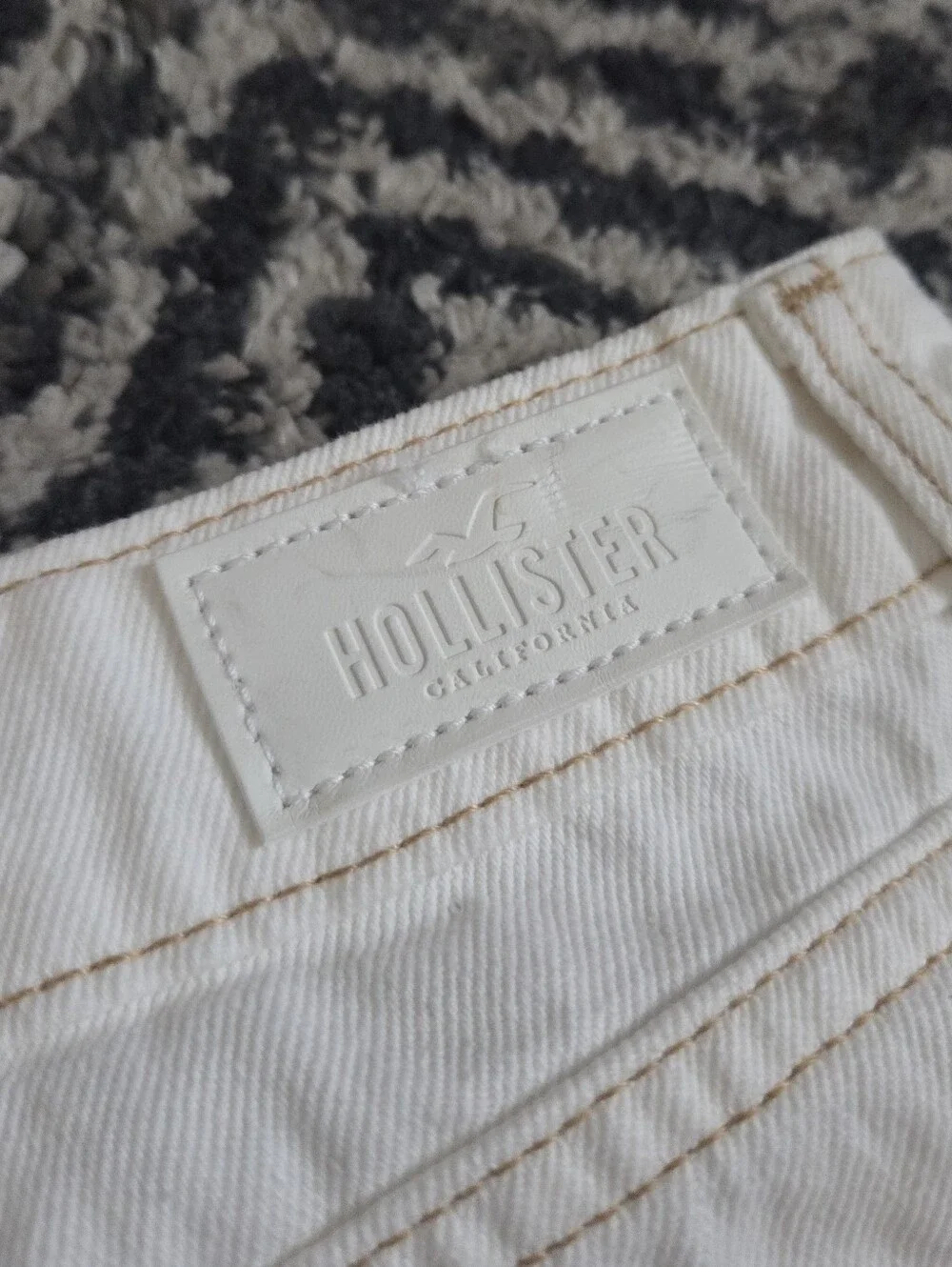 Cream Distressed Denim Shorts